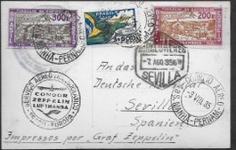1929 AK Zeppelin Flug BRASILIEN - SEVILLA interessant ab 1.-