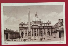 AK S/W VATIKAN PIAZZA BASILICA SAN PIETRO JEKER BASEL 1930