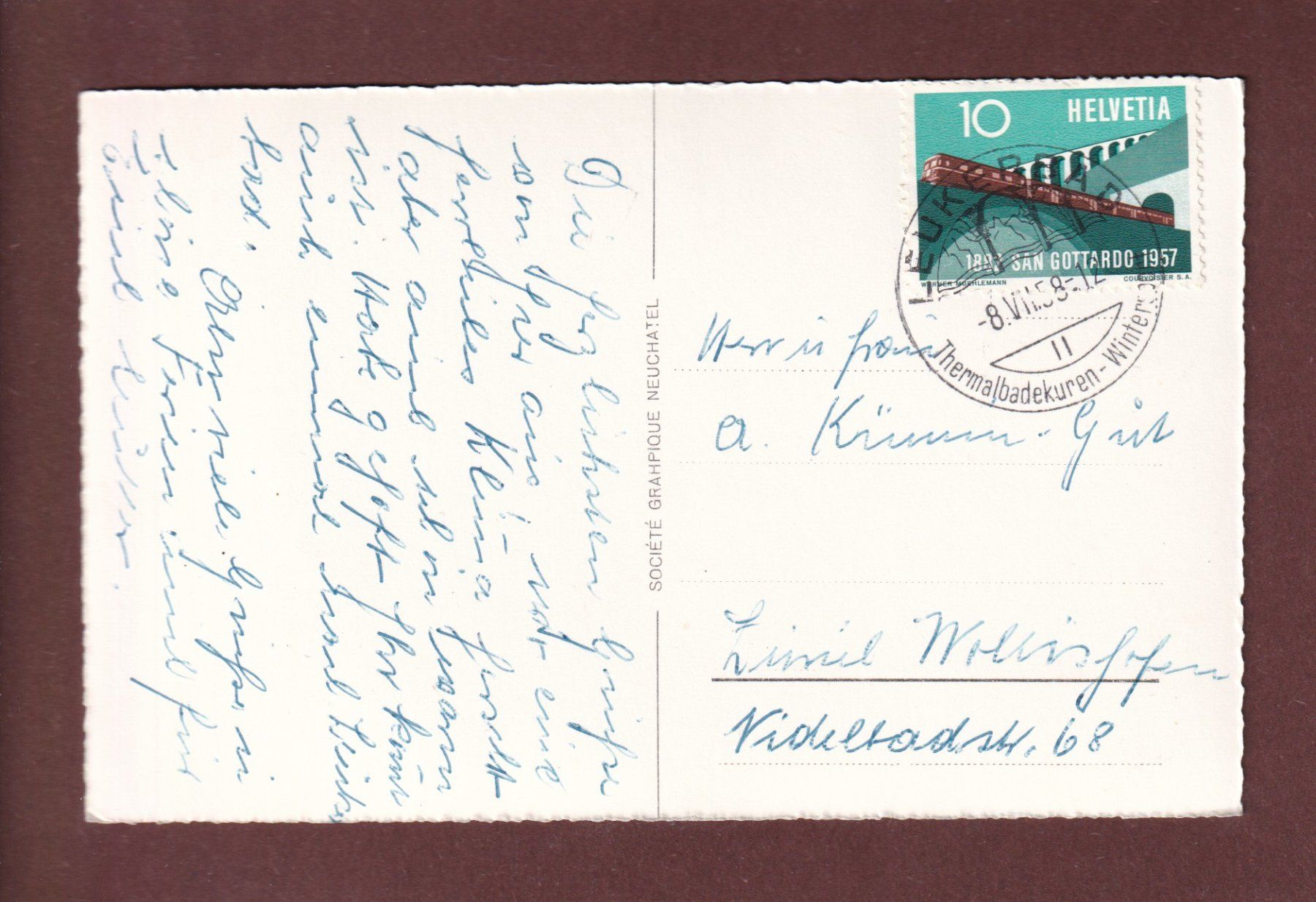 Cartoline postali: LOECHE-LES-BAINS - Gemmi - 1958 – Usato da Pully venduto da nicecards-shop 1