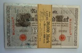 (1223) DE, 20 x Banknoten,  Orig. Bündel, 1910 Kaiserreich,