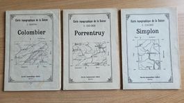 3 antike Carte topograpraphique de la Suisse 1:100000