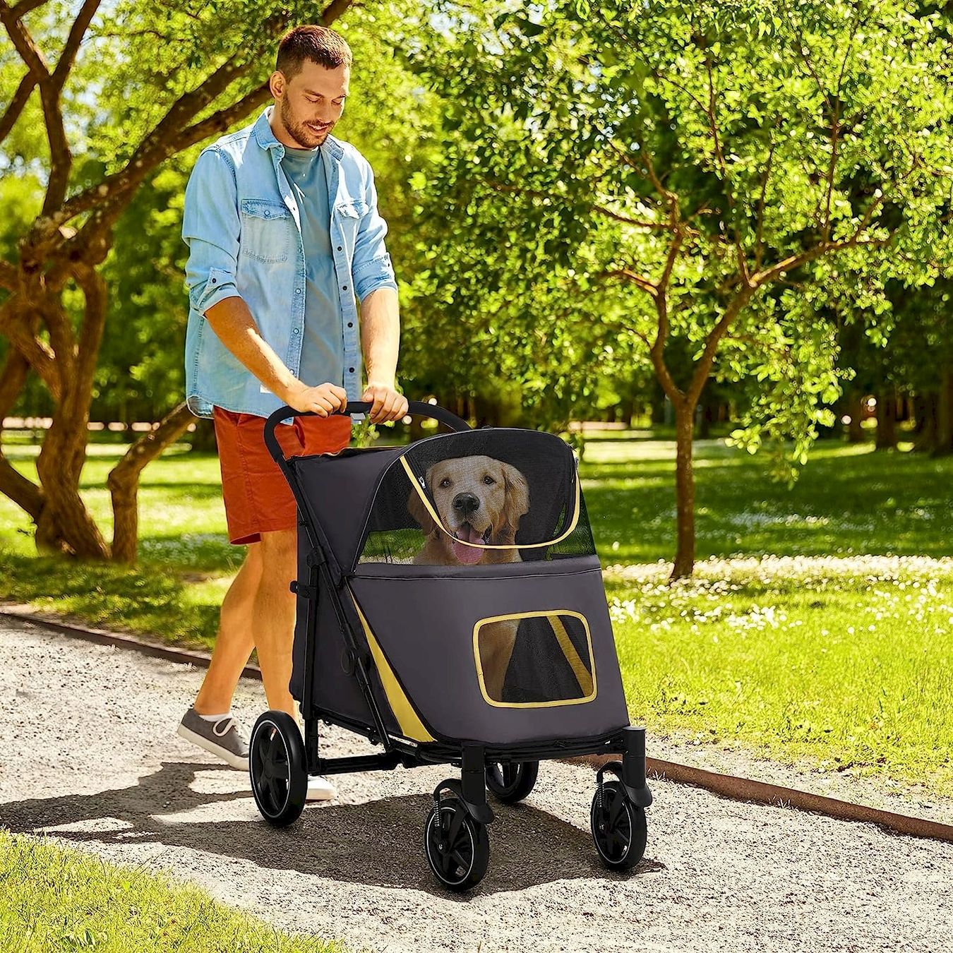 Gabbie, trasporto & Sicurezza: Hundewagen mit Netzfenster faltbar grau – Nuovo e nell'imballaggio originale da Bottighofen venduto da zaap 4
