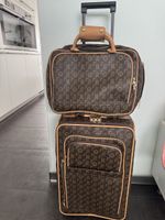 Kofferset braun mit R-Muster Rollkoffer klein