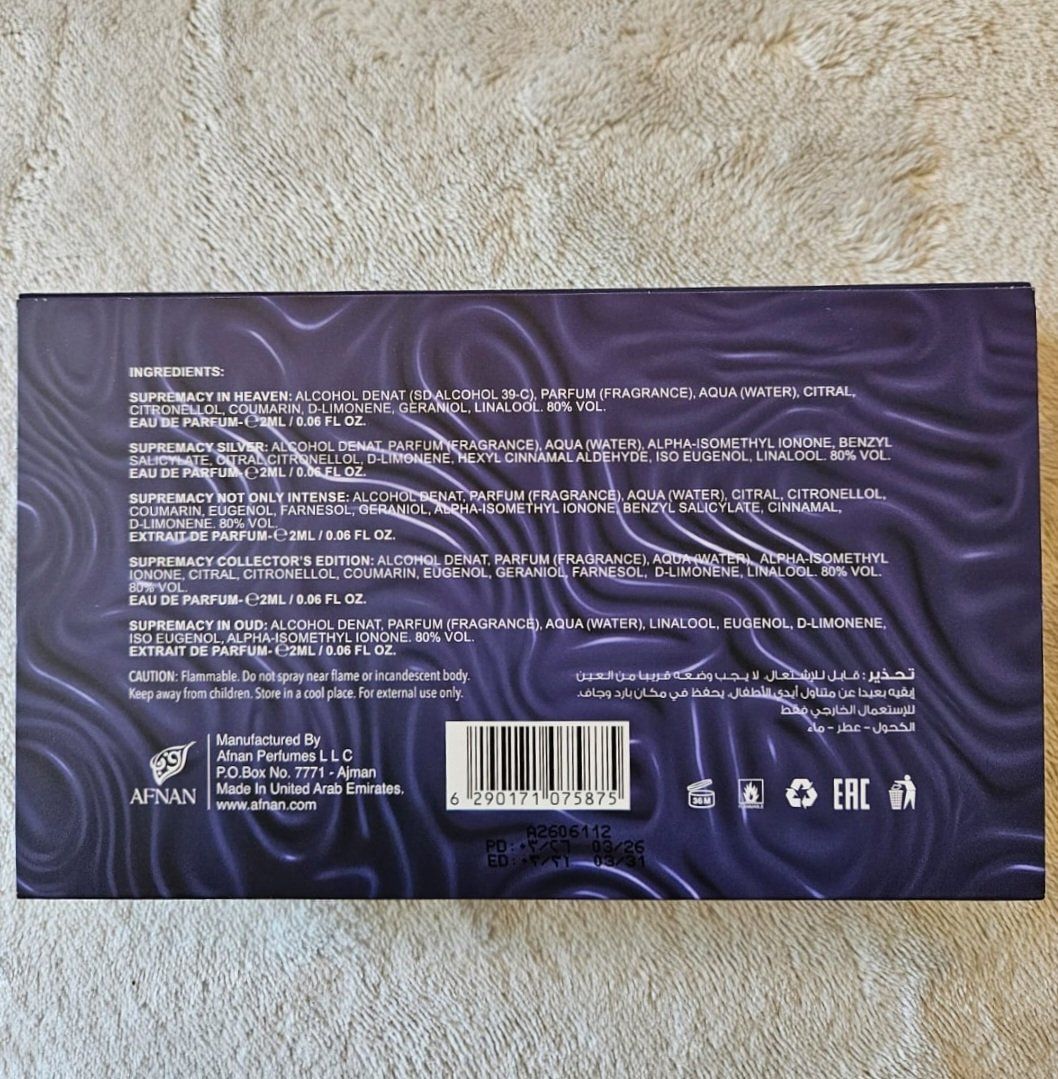 Profumi & Eau de Toilette: Afnan "Supremacy Homme Series" Discovery Set – Nuovo (secondo la descrizione) da Gryon venduto da Mike_Decants 9