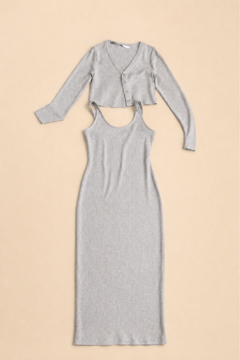 Vestiti: ENSEMBLE ROBE MIDI ET CARDIGAN GRIS – Nuovo (secondo la descrizione) da Lausanne venduto da KeNaChic 1