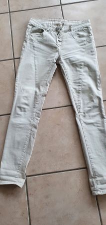 Pantalon en coton XS blanc cassé