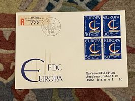 1 Erstagsbrief LI Einschreiben Viererblock 1966