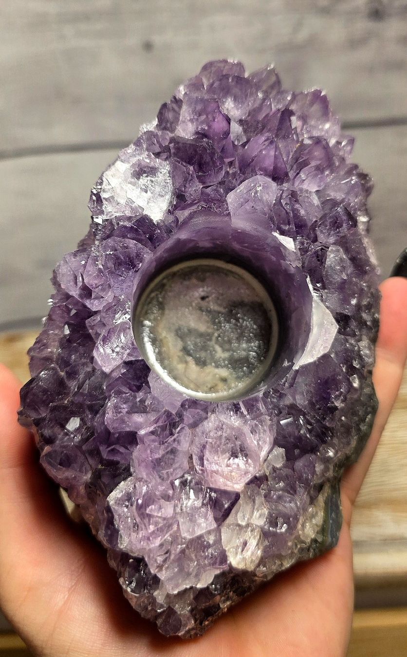 Minerali & Pietre curative: Amethyst Teelicht Halter I 715g – Nuovo e nell'imballaggio originale da Matzingen venduto da Shay_Crystalz