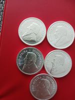 (1) 5 Stk. Silbermünzen Krugerrand 2021. 1 unze Silber
