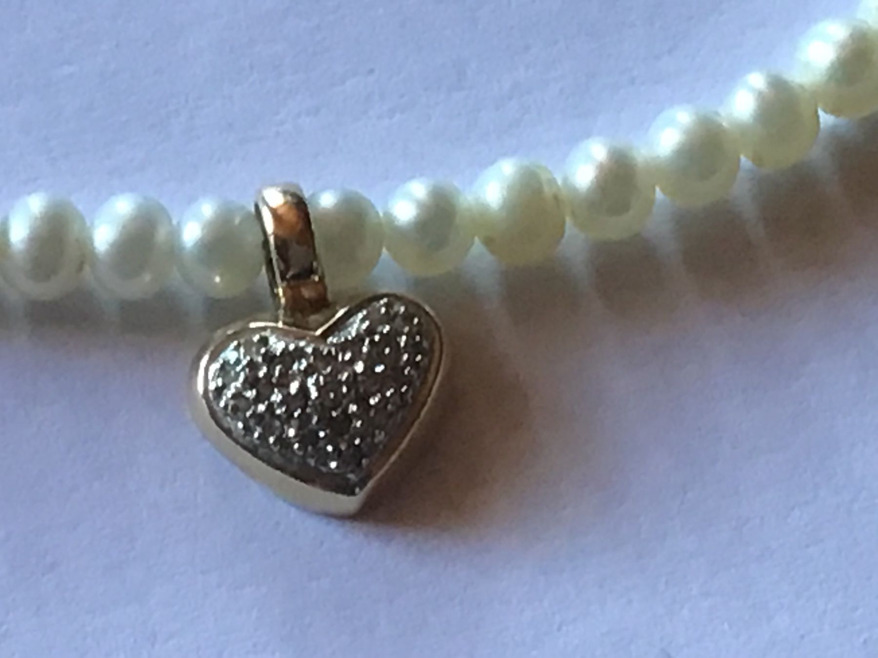 Catenine: Herrliches Diamant Herz mit Perlenkette – Usato da St. Gallen venduto da Goldlilly 2