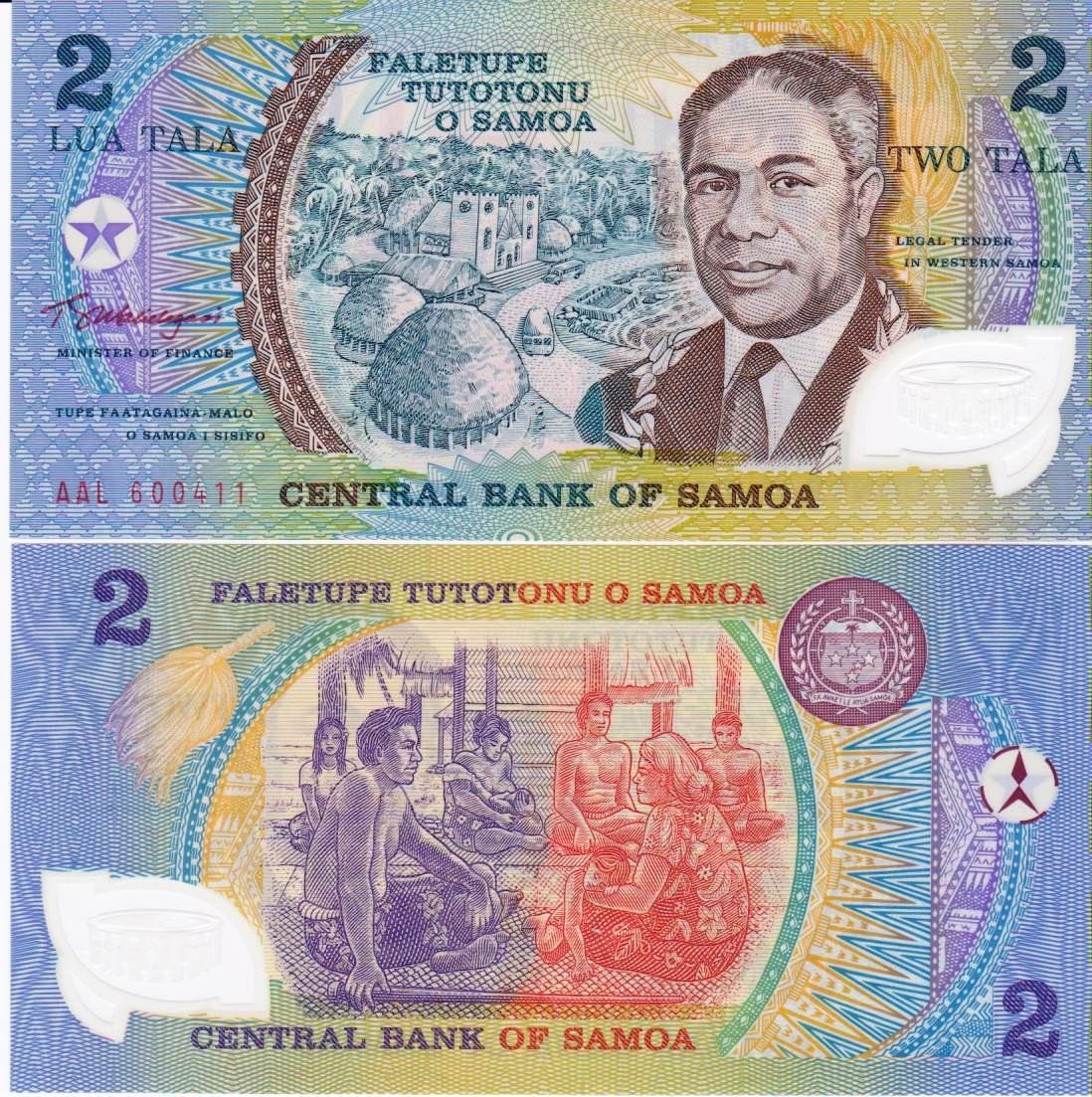 Banconote: SAMOA  2 TALA 1990 (UNC) POLYMERE – Nuovo (secondo la descrizione) da Sonceboz-Sombeval venduto da Simuncons