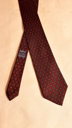 Original Hermes Seide Krawatte, Top Zustand, Weinrot