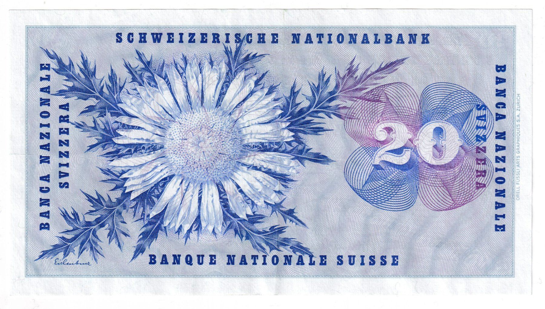 Banknoten: 20 Franken 1965 "Dufour" vorz – Gebraucht aus Neuchâtel von karlpierrino 1