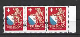 Terr.-Truppen Nr. 68/1**, 3er-Streifen mit versch. Aufdr. !!