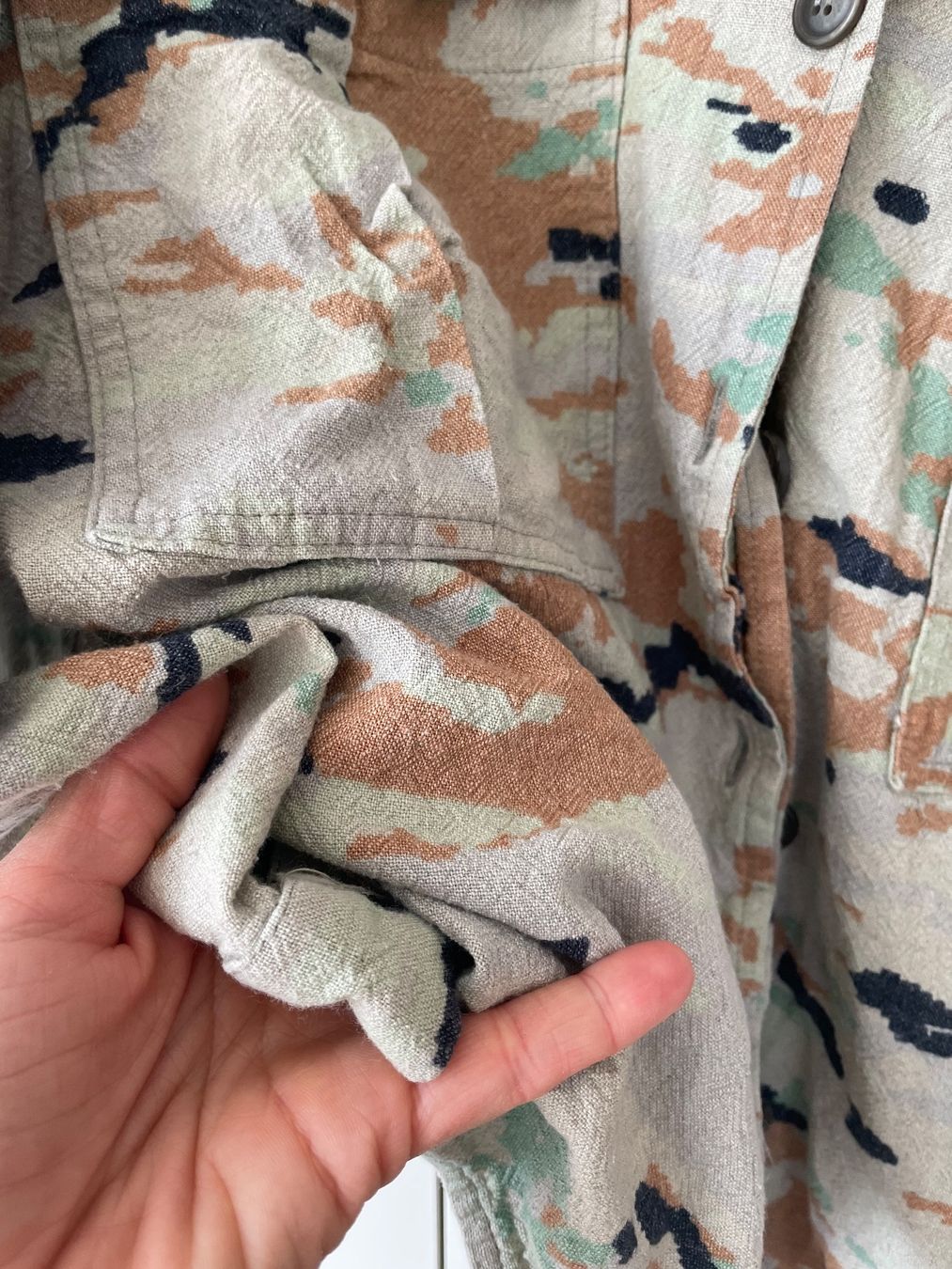Pull&Bear Giacche: PULL&BEAR Leinen-Mix Overshirt Gr. S, Camo Look, Sommerjacke – Usato da Neukirch an der Thur venduto da bee88 1