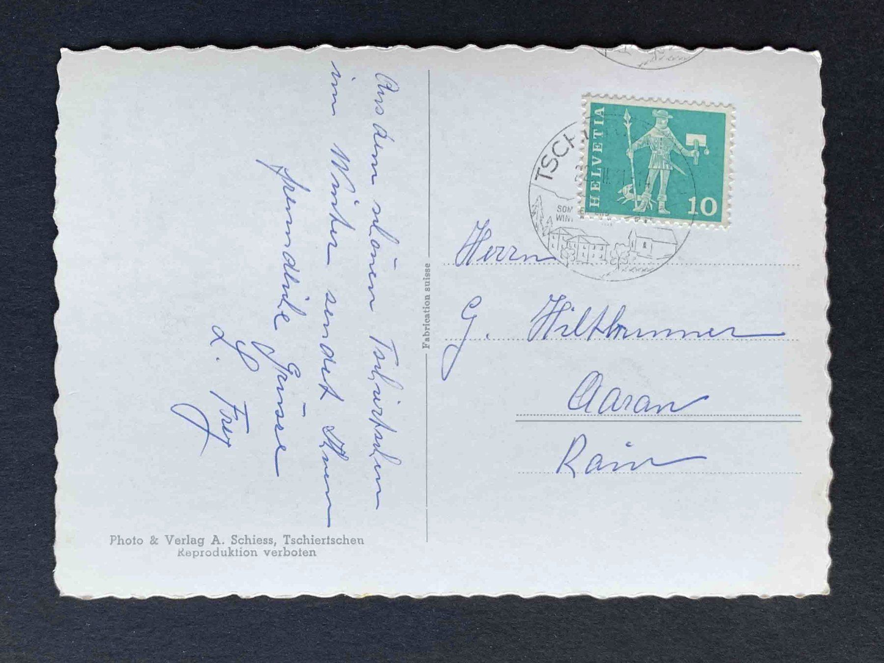 Cartoline postali: AK Wintersportplatz Tschiertschen GR – Usato da Goldau venduto da artelier1 1