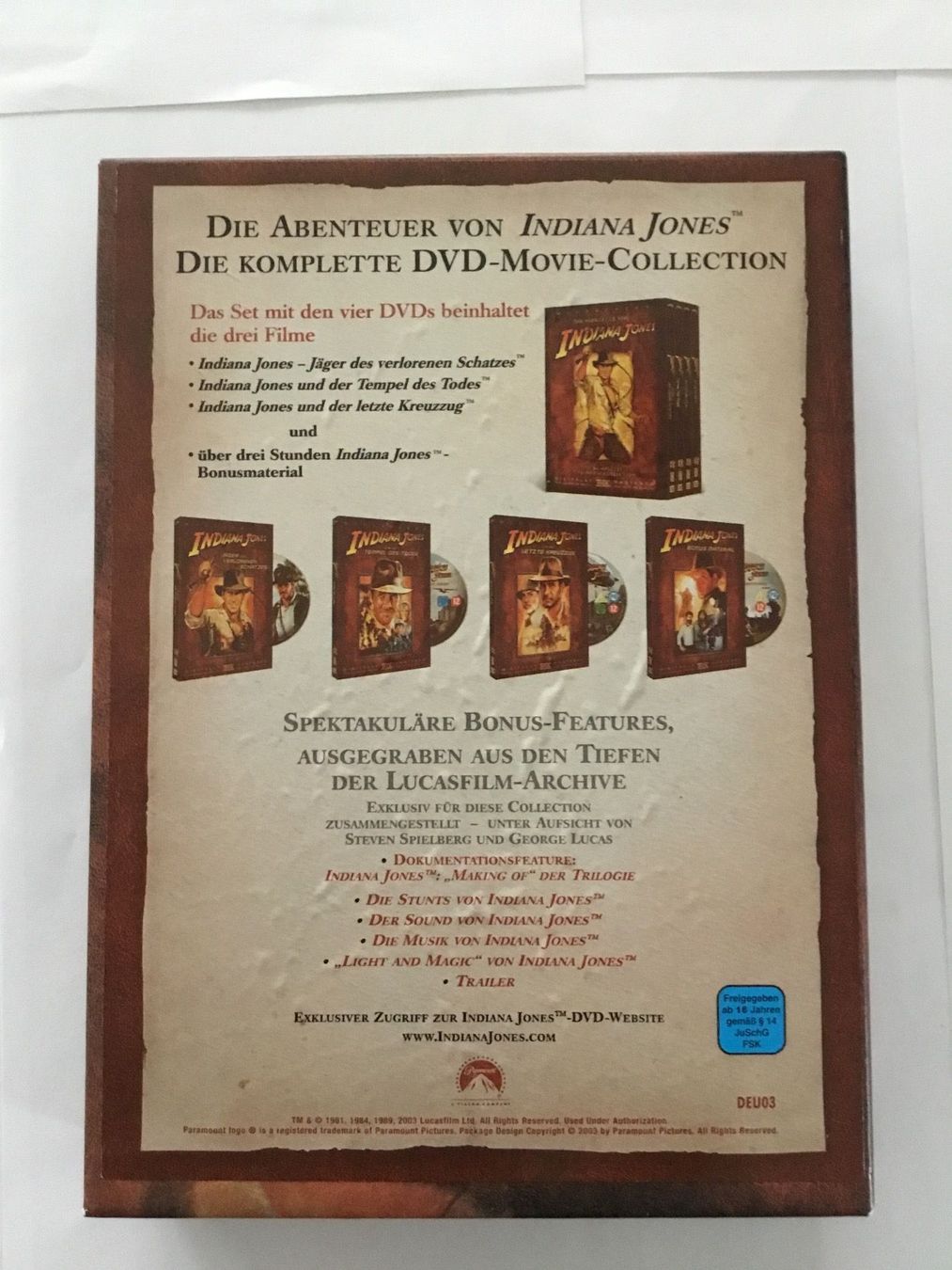 Tutti i DVDs: Indiana Jones Box 4 DVDs – Nuovo (secondo la descrizione) da Blauen venduto da sternchen66 1