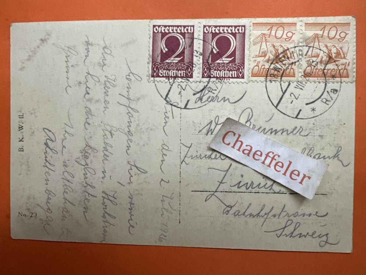 Cartes postales: 1925  Wien II. Praterstrasse mit Stempel – D'occasion à Zürich par Chaeffeler 1
