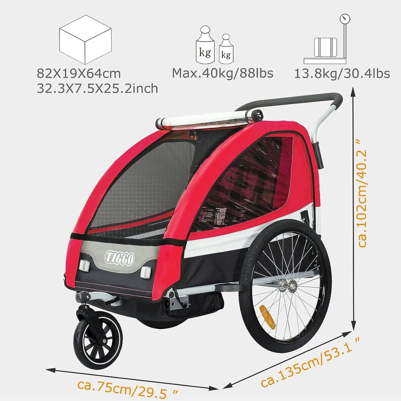 Rimorchi per biciclette: TIGGO 2 in 1 Kinderanhänger ROT – Nuovo e nell'imballaggio originale da Bottighofen venduto da zaap 5