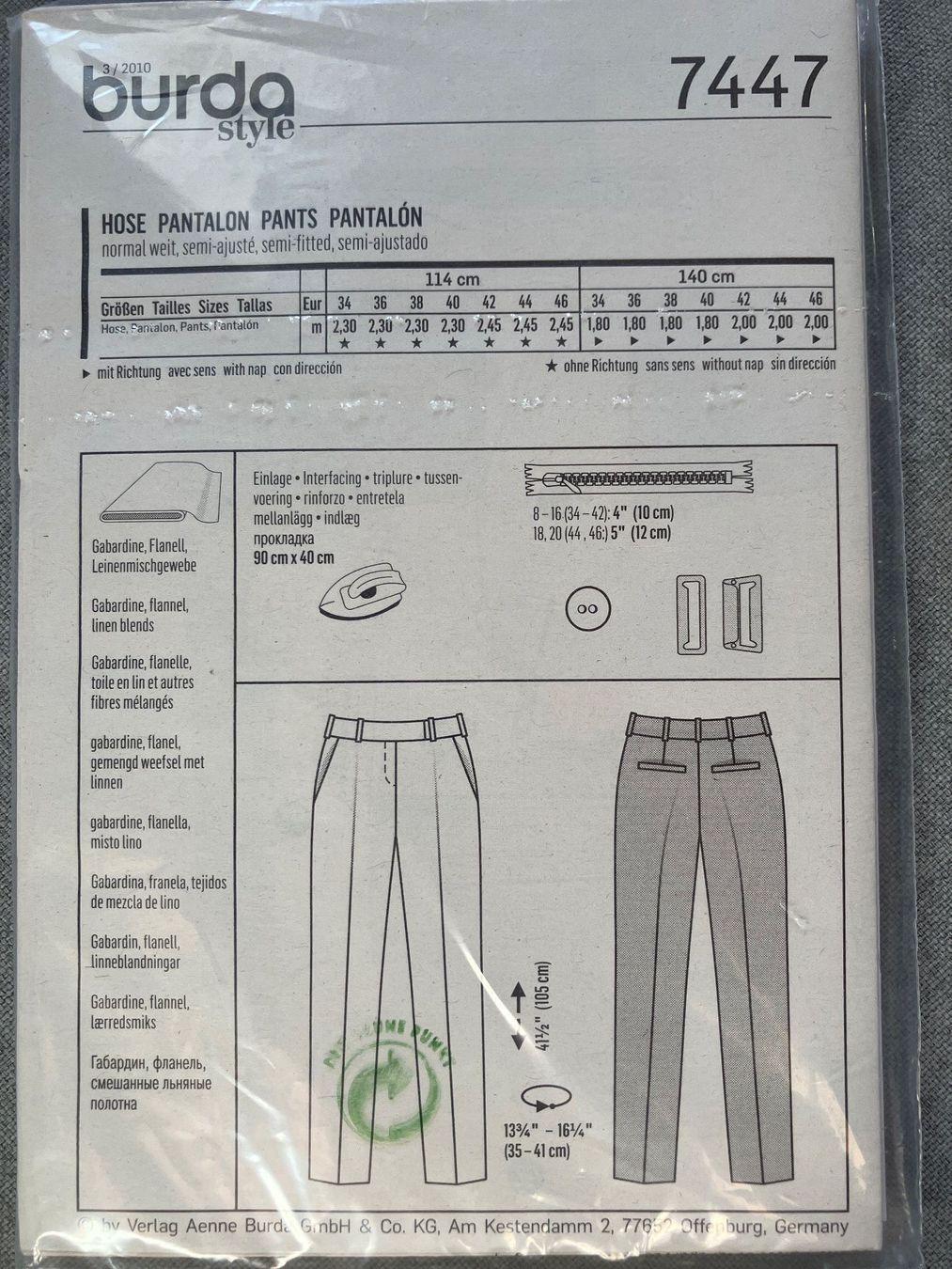 Patrons: Burda Style Schnittmuster Hose 7447 – Neuf avec emballage d'origine à Utzenstorf par mrs_peel 1