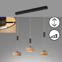 LED Pendelleuchte, Eiche, Holz, 3 Spots