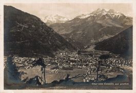 Alte Ansichtskarte von Chur GR - Calanda im Hintergrund 1929