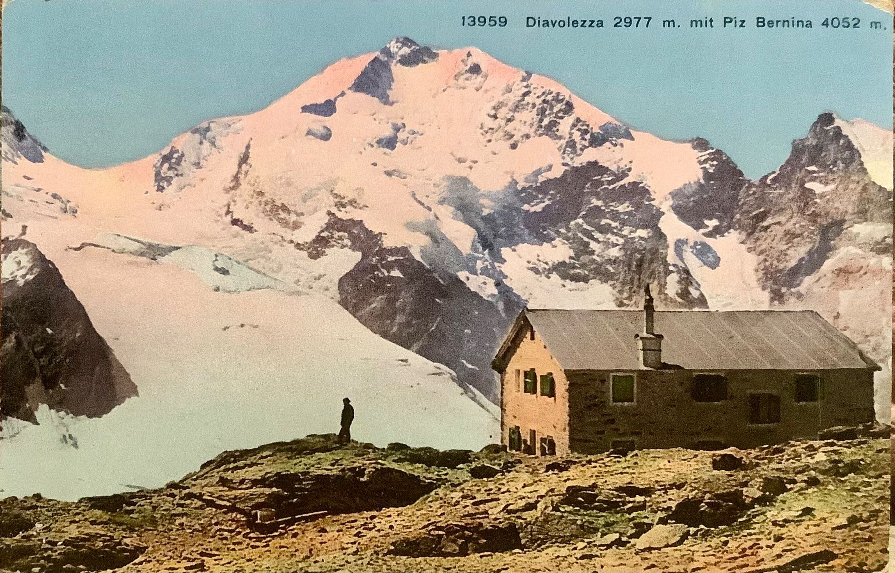 Cartoline postali: DIAVOLEZZA Hütte SAC mit Piz Bernina – Usato da Root venduto da ENGLAND-TREASURES 1