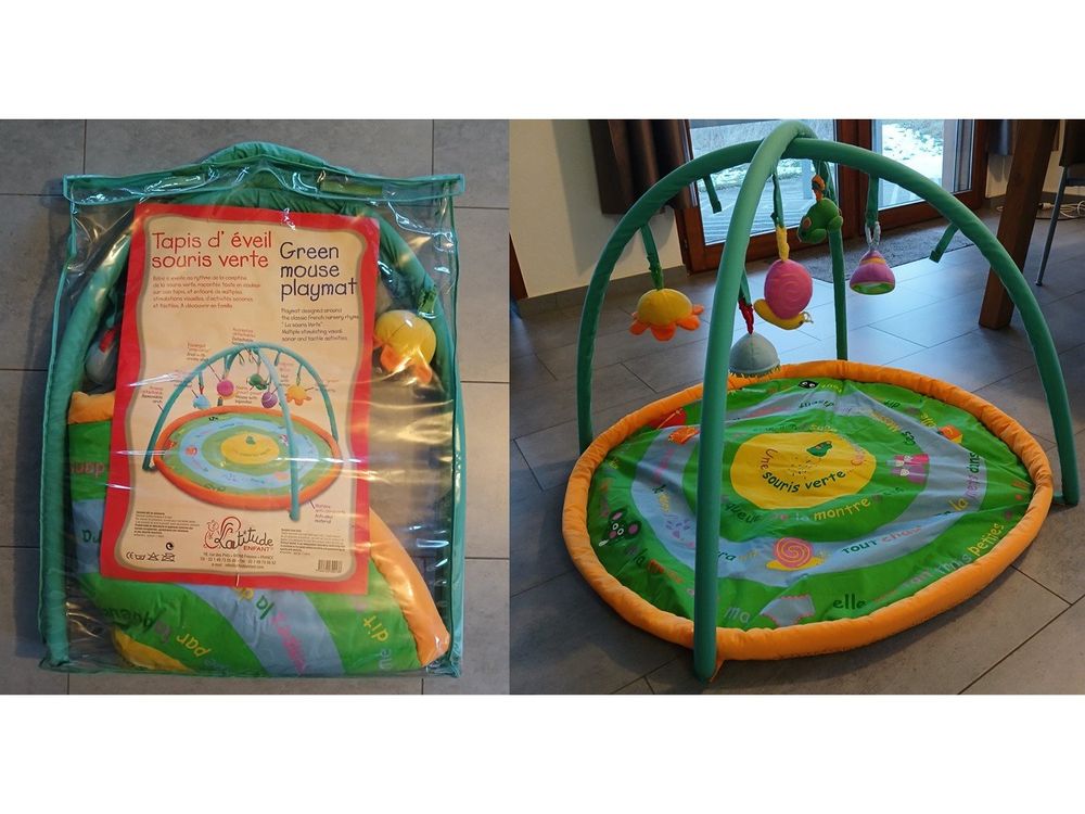 Gym D’éveil Bébé Auby Active Monkey – Tapis Piano Réactif, 5 Jouets Suspendus, 0-6 Mois | Pour Temps Sur Le Ventre (Tummy Time), Développement Sensoriel