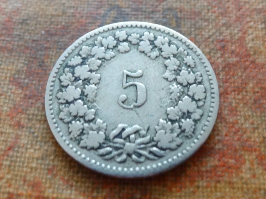 Alle Münzen: 5 Rp. 1890  (C) – Gebraucht aus Romanel-sur-Lausanne von Swift13 1