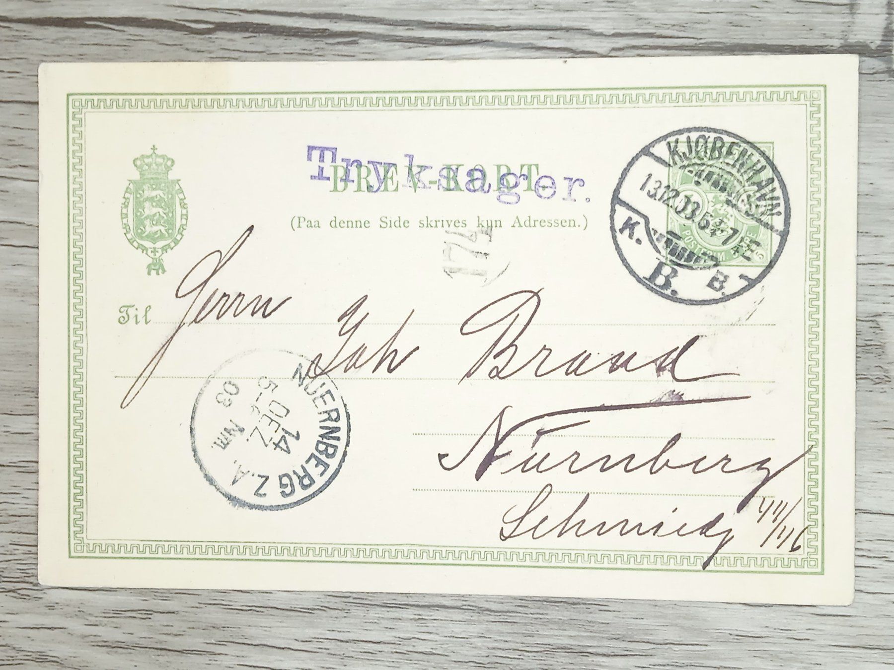 Tutti i francobolli: TR13 Carte Postale + Timbre Denmark 1903 – Usato da Cousset venduto da Patrick_Collections