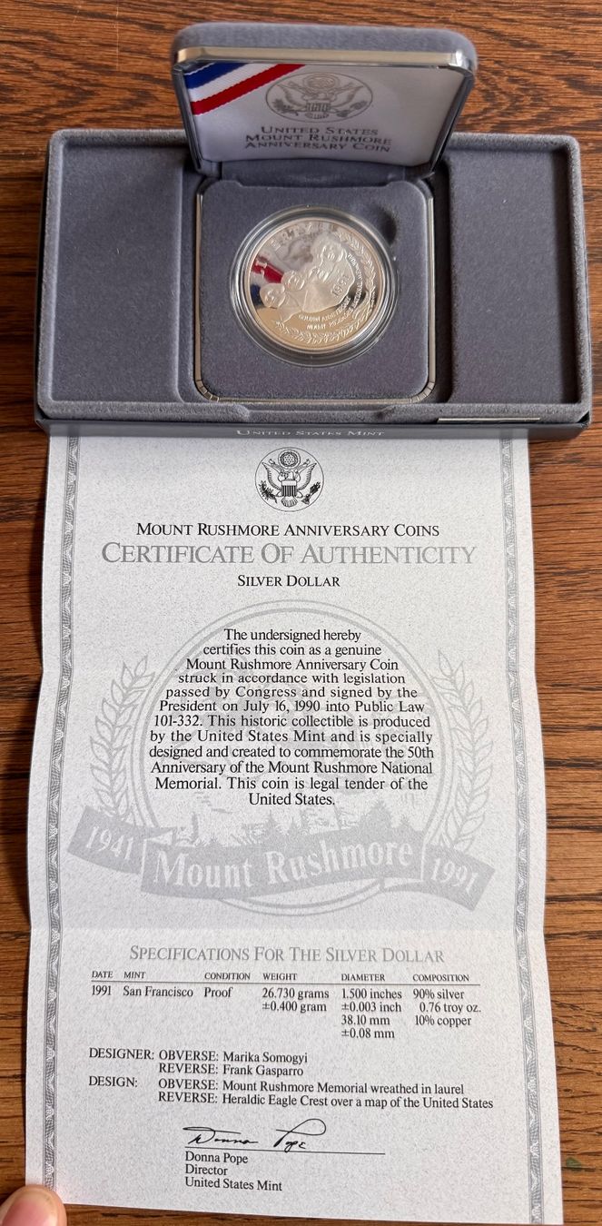 Tutti le monete: Mount Rushmore Silber Dollar 1991, Proof, Full Set! – Usato da Ebikon venduto da Dmasterx 1