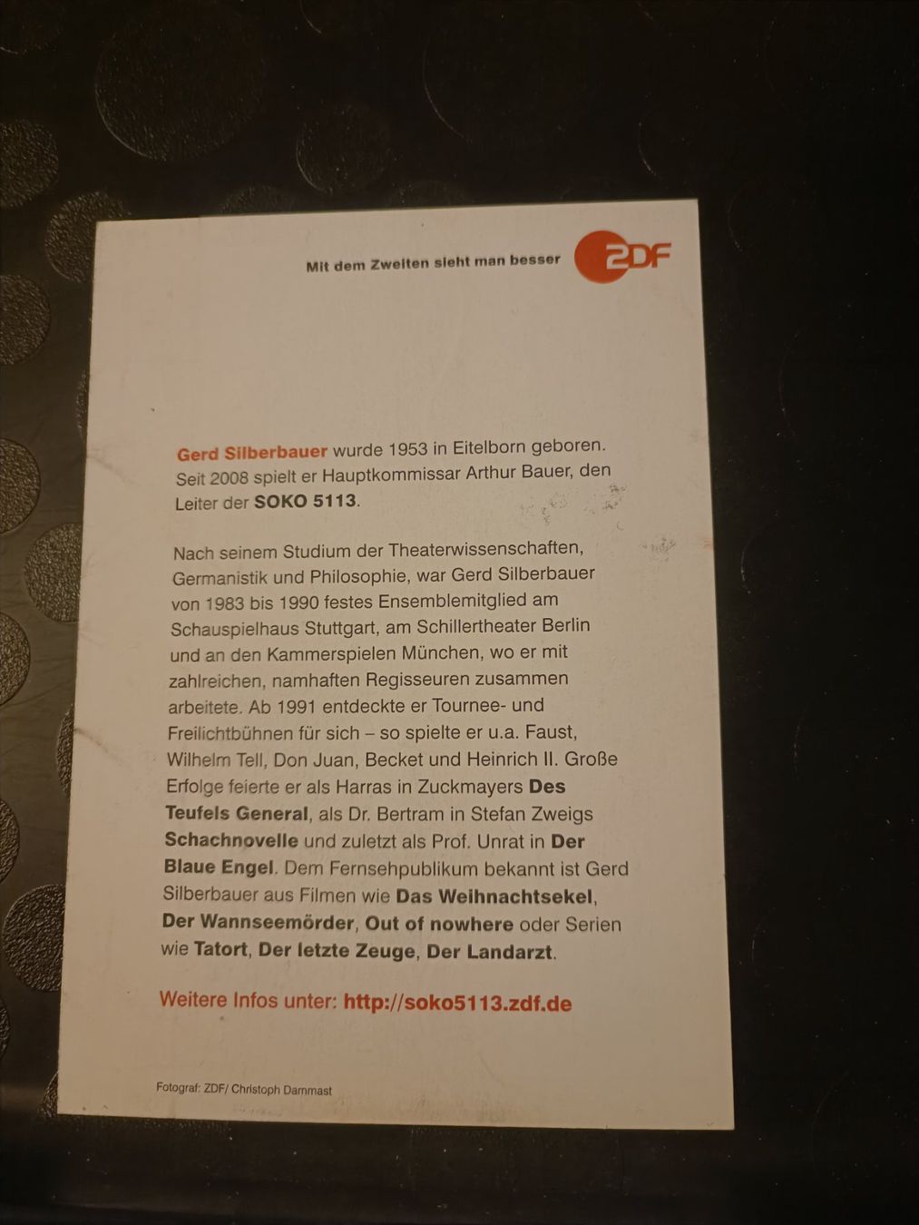 Autogramme: Gerd Silberbauer - handsigniert - SOKO 5113 – Gebraucht aus Menziken von Artographs 1