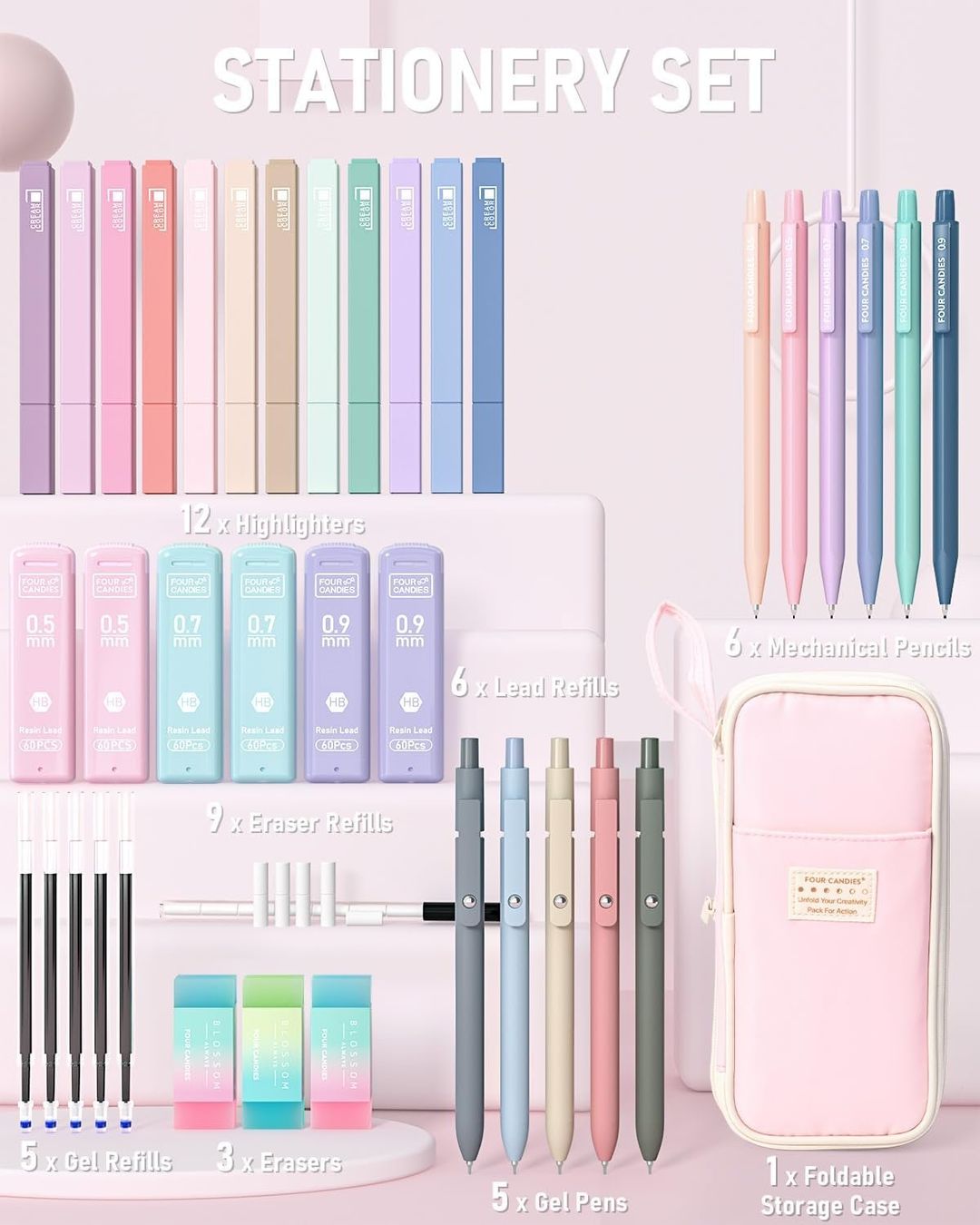 Penna & Evidenziatori: Schreibset 39-teilig mit Mäppchen Pastell Textmarker Rosa – Nuovo e nell'imballaggio originale da St. Gallen venduto da sch_zsz7 5