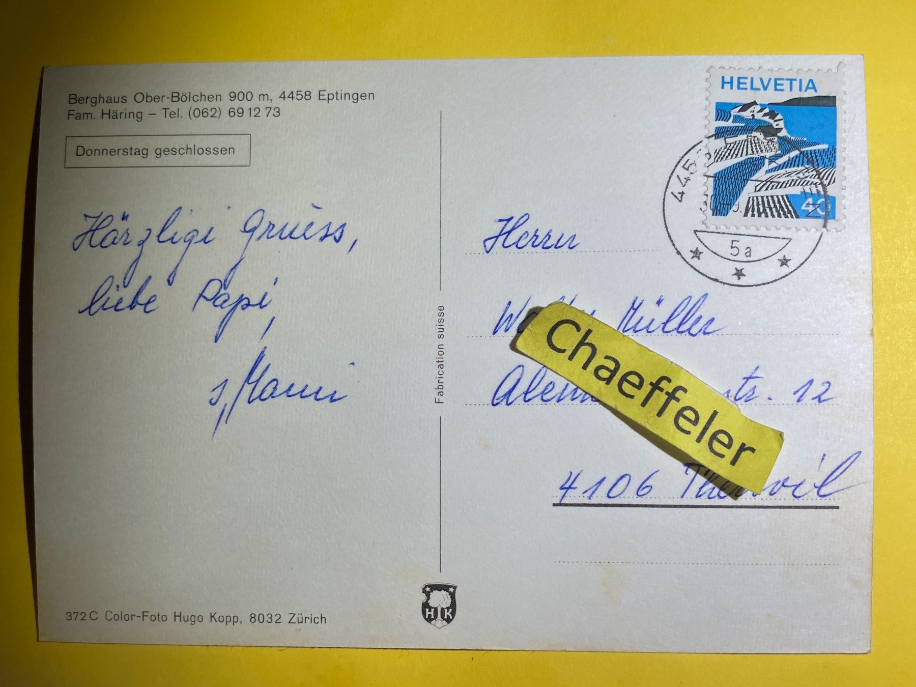 Cartes postales: Berghaus Ober-Bölchen, 4458 Eptingen – D'occasion à Zürich par Chaeffeler 1