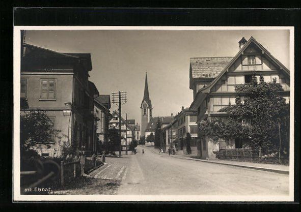 Cartes postales: AK Ebnat, Strassenpartie mit Kirche – D'occasion à Berlin par bartko-reher