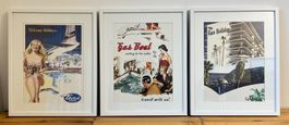 GAS–Campaign Grafiken (3er-Set), ca. 1999–2003, gerahmt