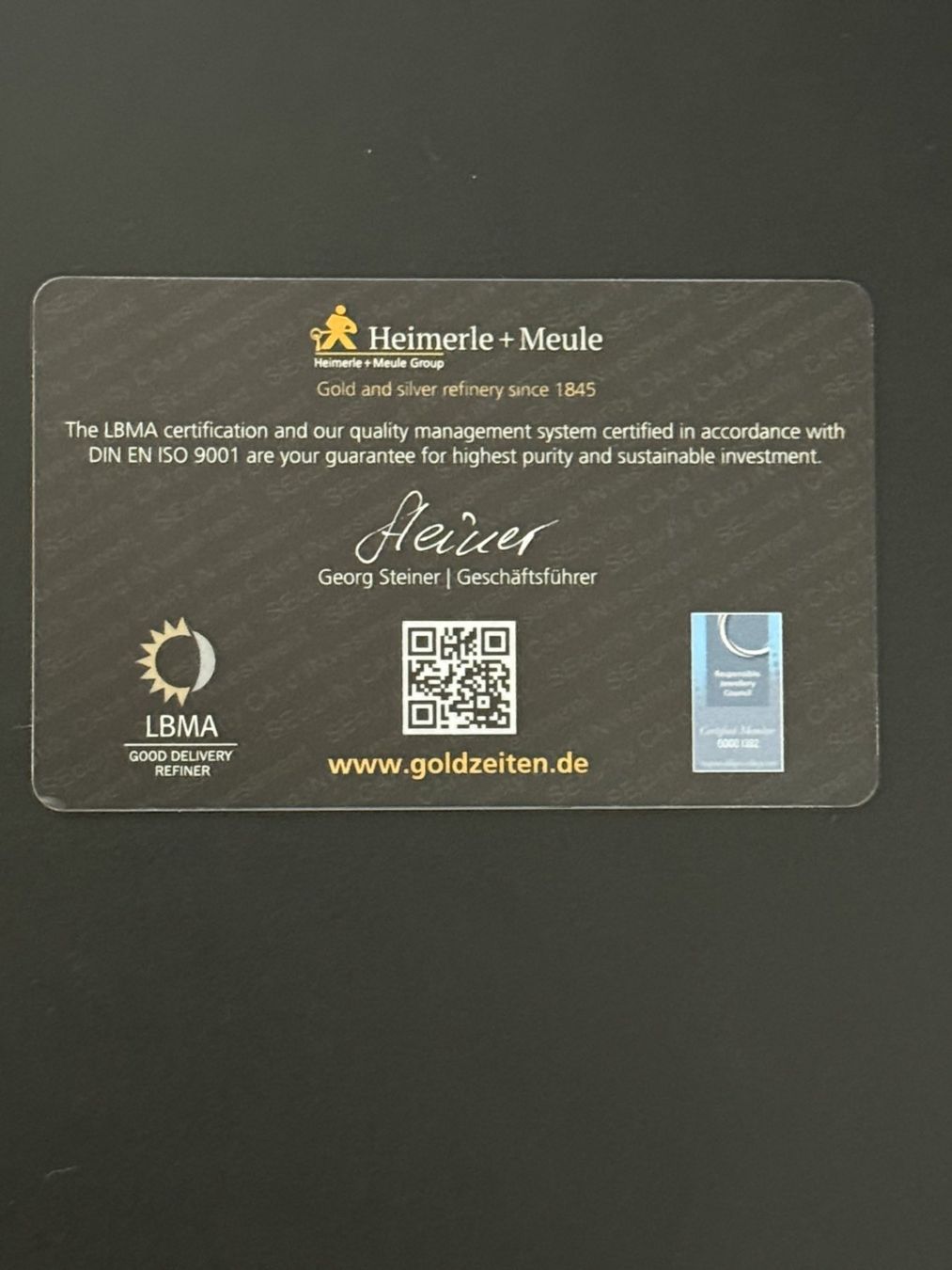 Metalli preziosi: Goldbarren 1g Heimerle + Meule – Nuovo e nell'imballaggio originale da Untersiggenthal venduto da byiggy 1