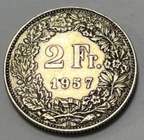 2 Franken - stehende Helvetia - 1957 B (Silber .835)