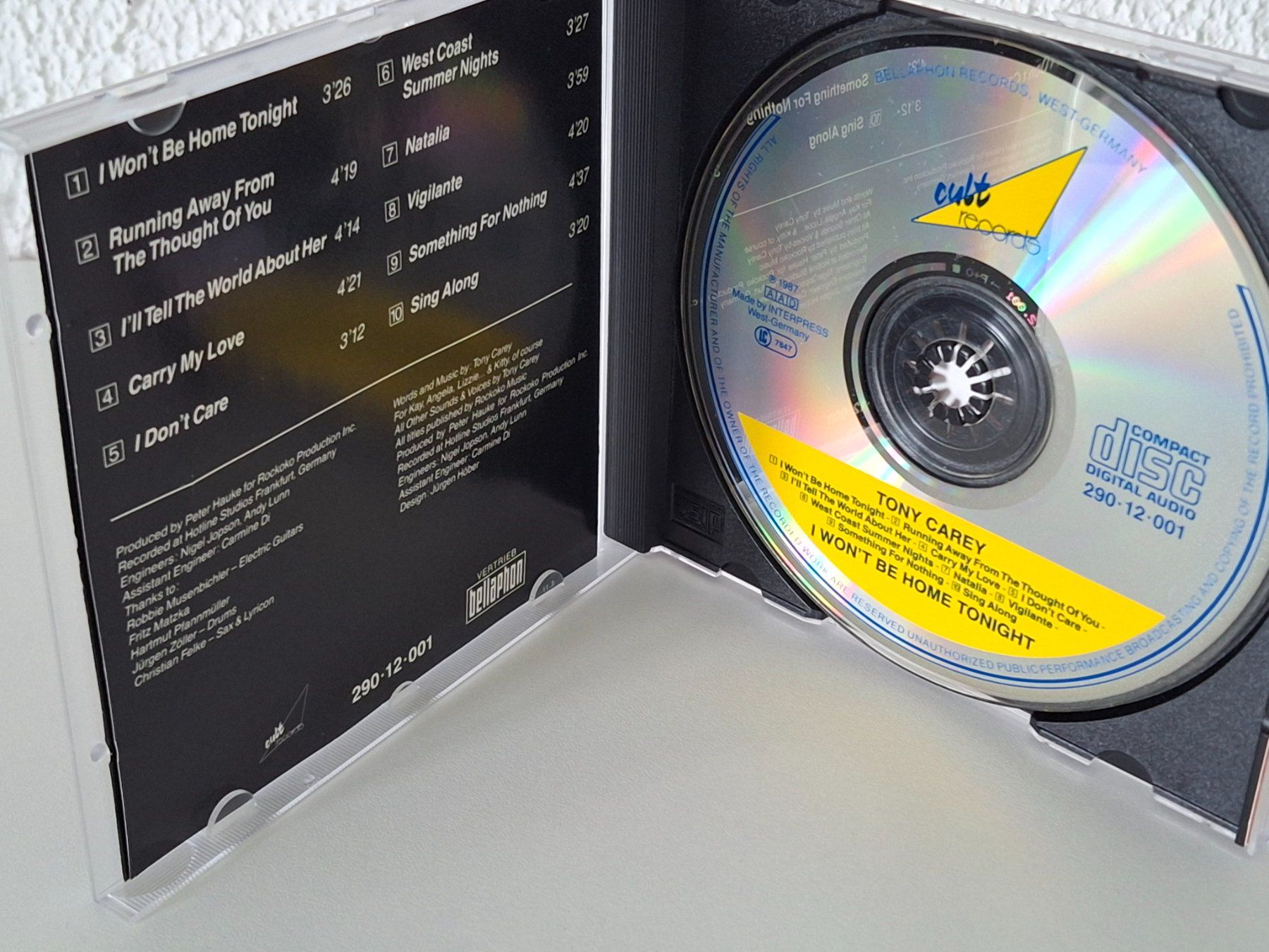 CD: CD Tony Carey - I Won't Be Home Tonight – Usato da Aarberg venduto da Jackup1 2