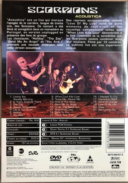 Tutti i DVDs: Scorpions: Acoustica DVD – Nuovo (secondo la descrizione) da Steinhausen venduto da Vilivinili 1