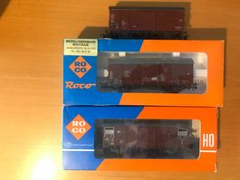 3x Roco DB Güterwagen