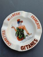 Vintage Werbe Porzellan Aschenbecher Cigarettes GITANES 1950