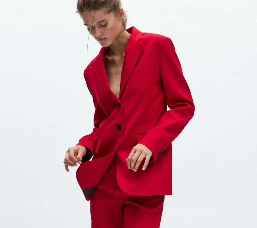 Blazer Zara Jacke Rot ZARA Woman Blazer, Jacket, Jacke Bordeaux