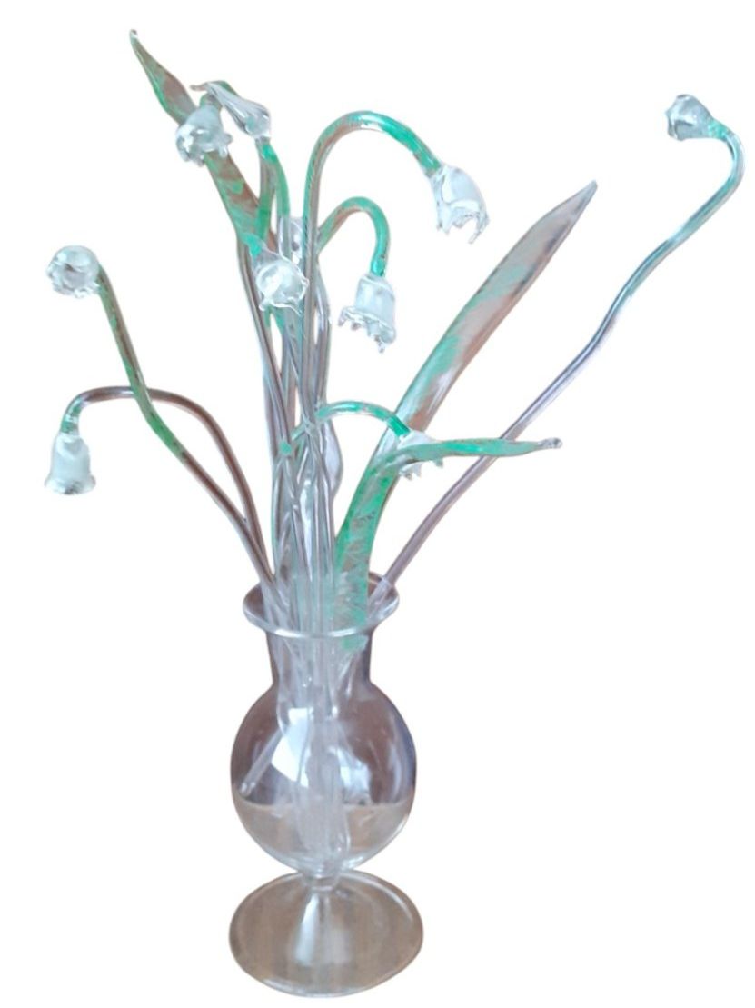Figuren: Glasfigur antik - Blumenstraus Maiglöckchen – Gebraucht aus Mörschwil von antiksalon