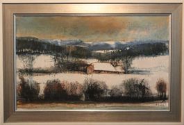 France Slana 1926 – 2022    Motiv: Landschaft mit Scheune