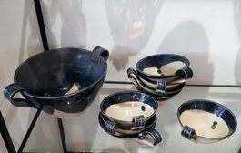 Keramik Set (Dessert) handgetöpfert, Kunsthandwerk, vintage