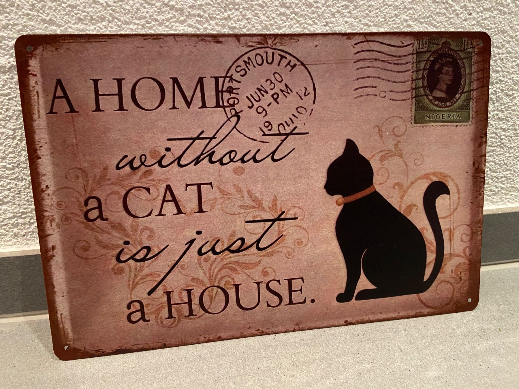 Schilder: A HOME  a CAT Vintage Blechschild Neu – Neu und originalverpackt aus Seon von Aaargauer01 6