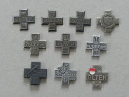 10 Sport Abzeichen Brosche Olten SO von Jahr 1913 - 1950