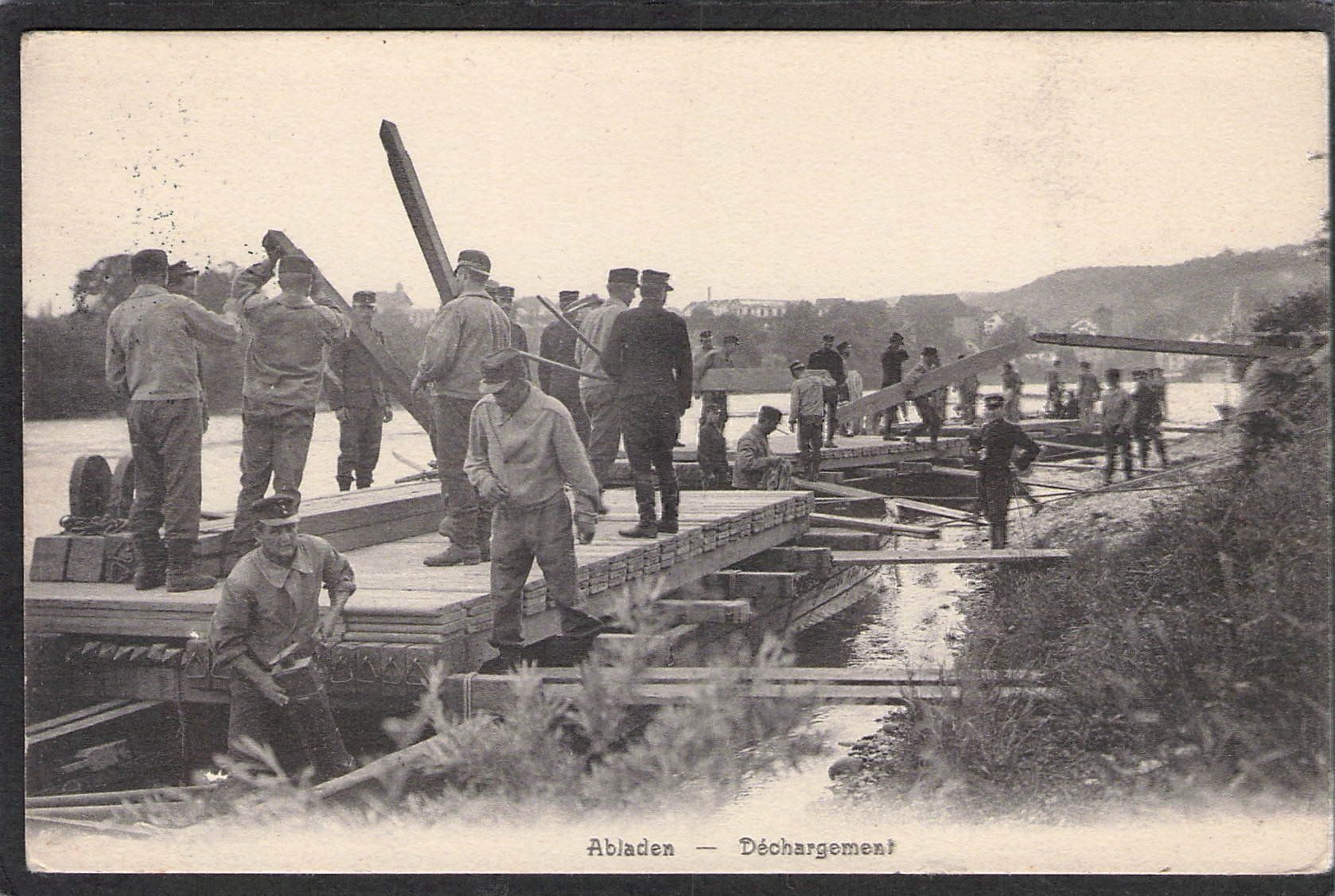 Ansichtskarten: -Pontoniere  Abladen , 1915 – Gebraucht aus Reichenburg von Pipo-67