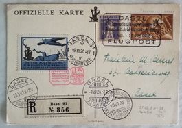 JB47) 1926 Flugpostbrief mit Vignette, Rotem Sonderstempel